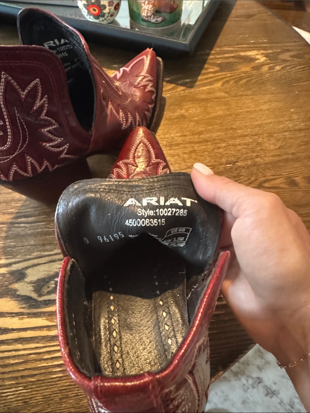 Ariat Burgundy Western Ankle Boots - Embroidered Pointed Toe - Picture 3 of 3
